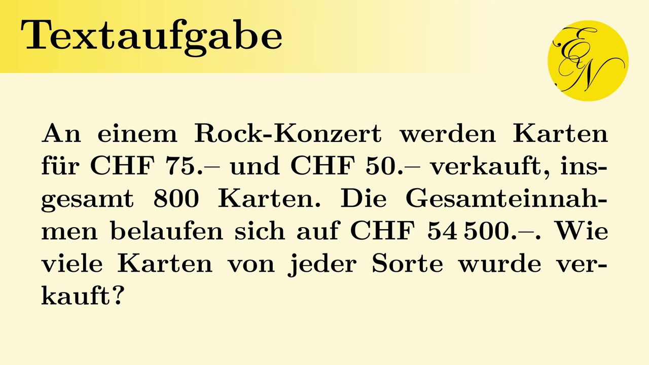 Textaufgabe: Ticketverkauf