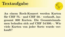 Textaufgabe: Ticketverkauf