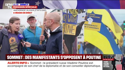 Sommet Trump/Poutine: "C'était gênant de voir notre président accueillir un criminel de guerre", s'opposent des manifestants américains à Anchorage en Alaska