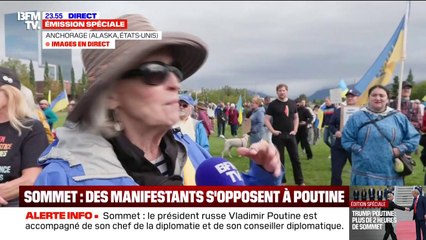 Sommet Trump/Poutine: "On voyait un criminel de guerre accueilli dans notre pays, c’est une honte", dénonce une manifestante américaine à Anchorage, en Alaska