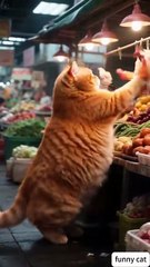 Orange cat like eating chicken🐱😹😹😹