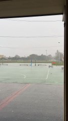 Hail and heavy rain falls at National Park netball courts | August 16, 2025