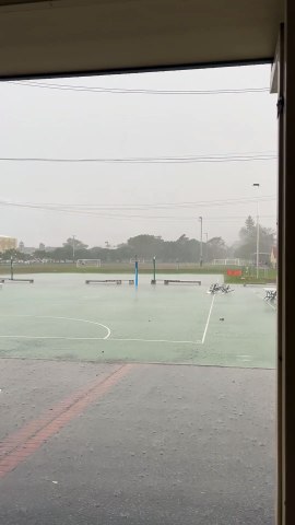 Hail and heavy rain falls at National Park netball courts | August 16 ...