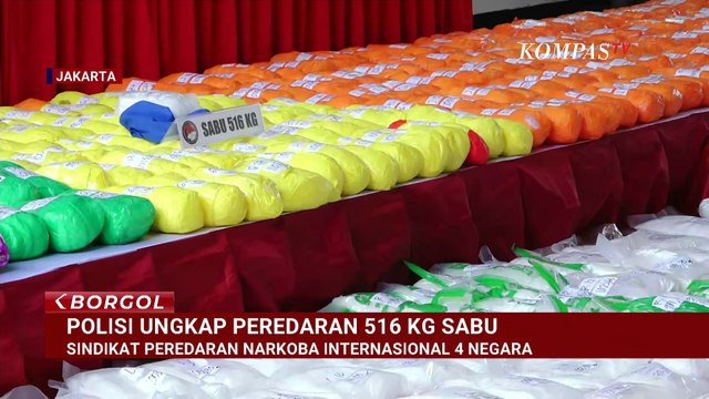 Bongkar Sindikat Narkoba Jaringan Internasional, Polisi Tampilkan Tumpukan Sabu 516 Kg | BORGOL