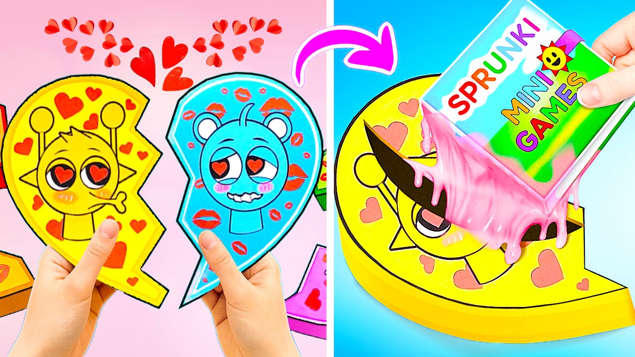 Sprunki Hearts Mystery Box with BIG SURPRISE Inside! *Paper Mini Games & DIY Gamebooks*