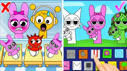 Help Tiny Sprunki to Find their Moms! *Sprunki Family Gamebook & DIY Paper Crafts*