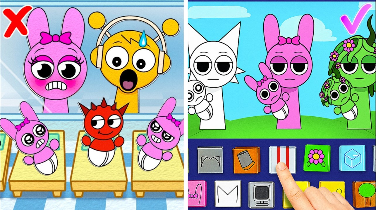 Help Tiny Sprunki to Find their Moms! *Sprunki Family Gamebook & DIY Paper Crafts*