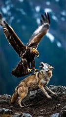Epic Clash: Golden Eagle vs Wolf in the Mountains #wildlife #goldeneagle #wolf #mountainwildlife
