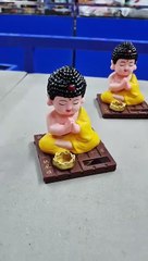 Solar Powered Laughing Buddha Unboxing Waving Fan   Golden Ingot