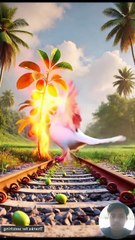 Big pigeon pours water on a plum tree drying up in the hot sun on the railway track 😭 #ai #pigeon