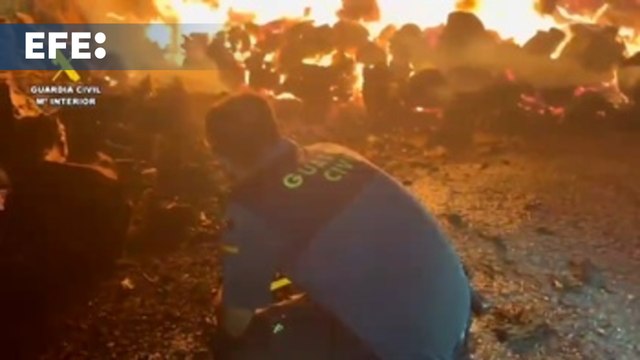 Guardia Civil ayuda en un incendio forestal en Casar (Cáceres)