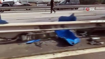 Tanker bariyerlere girip makasladı, ardından alev aldı