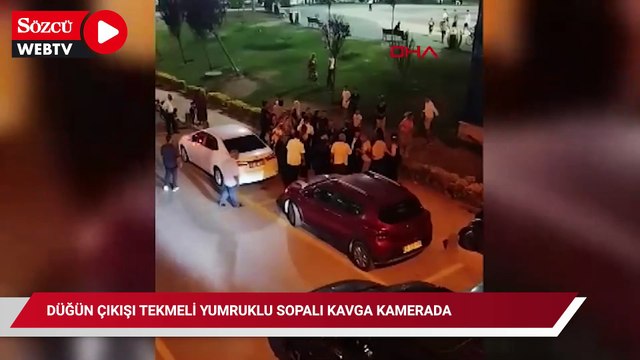 Arnavutköy'de düğün çıkışı tekmeli yumruklu sopalı kavga kamerada