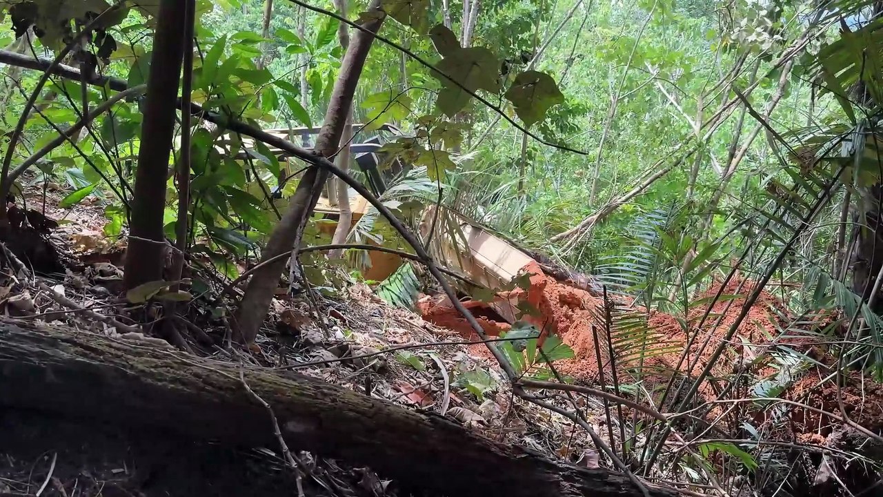 New Road Construction on the Mountain Slope by D6R XL Bulldozer