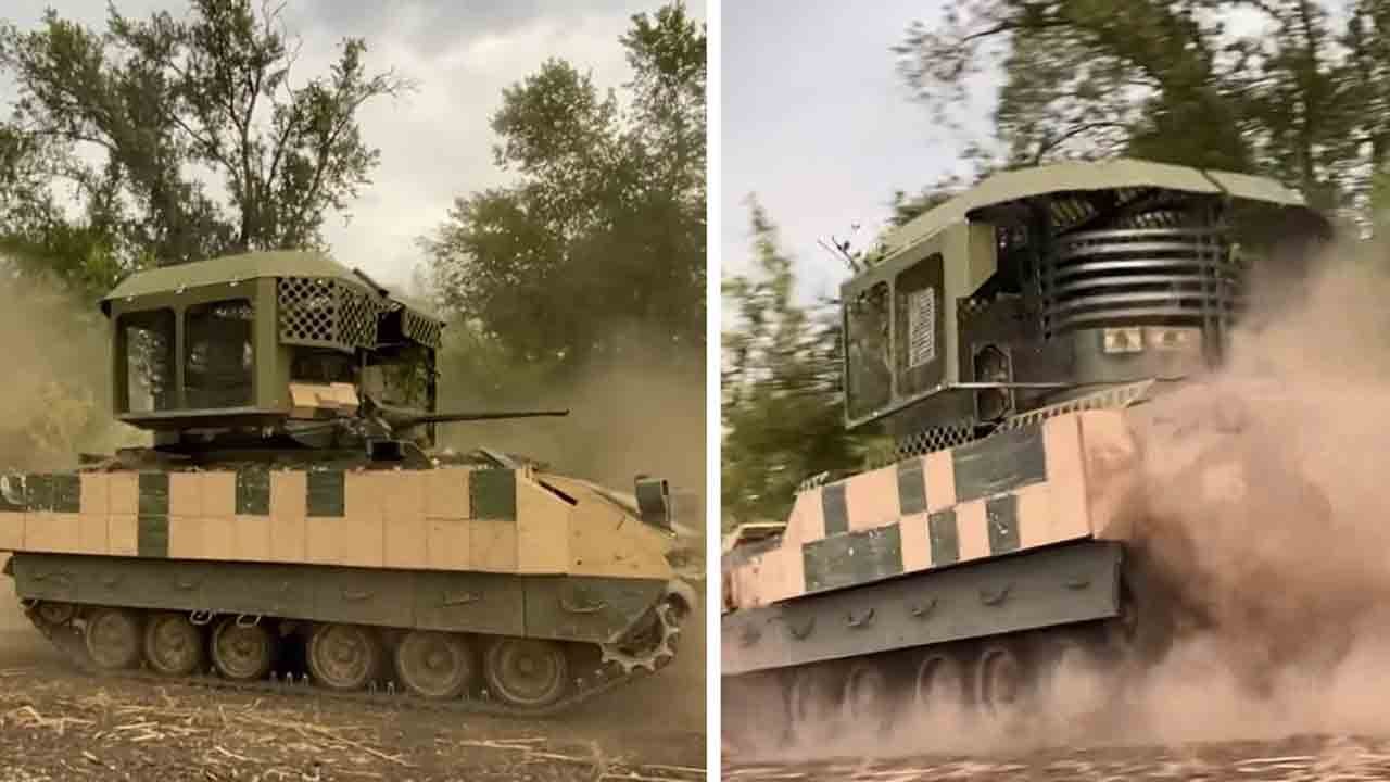 Ukraina esittelee M2 Bradley -ajoneuvon "Tower 1" -suojaprototyypin