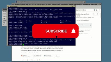 Certificate verification failed error resolution for xbps