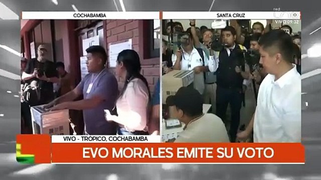 Evo Morales emite su voto en Villa 14 en medio de un fuerte resguardo de sus seguidores