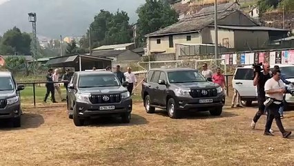 Alfonso Fernández Mañueco  recibe a Pedro Sánchez a su llegada a Villablino