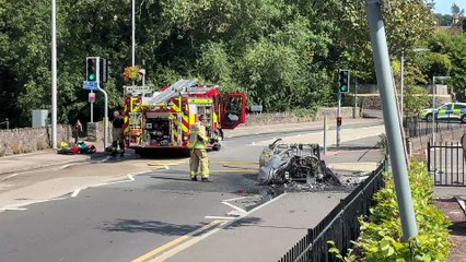 Aftermath of a vehicle #fire in Abergavenny today