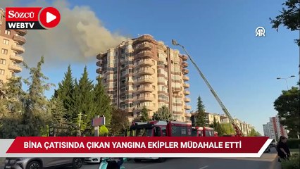 Ankara'da 12 katlı binanın çatısında yangın