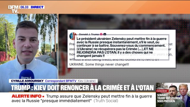 Guerre en Ukraine: Donald Trump exclut que l'Ukraine récupère la Crimée ou entre dans l'Otan