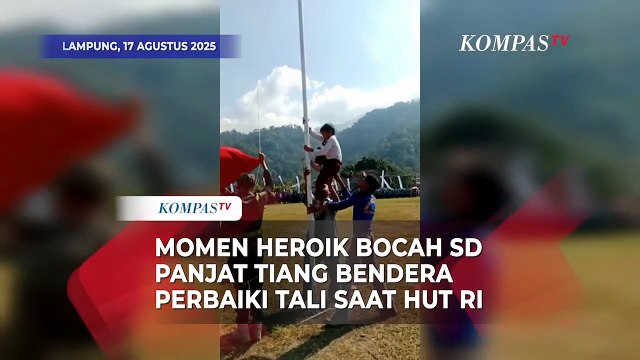 Aksi Heroik Bocah SD Panjat Tiang Bendera Perbaiki Tali Putus saat Upacara HUT ke-80 RI di Lampung