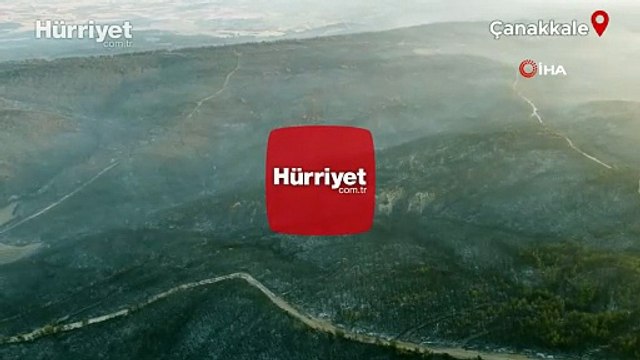 Gelibolu’da büyük ölçüde kontrol altına alınan orman yangınında yanan yerler görüntülendi