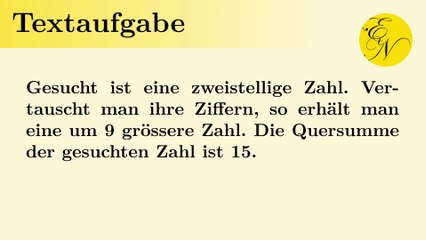 Gleichungssystem Textaufgabe 2-stellige Zahl