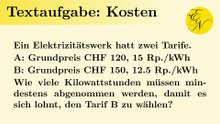 Gleichungssystem Textaufgabe Stromtarife