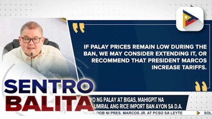 Galaw ng presyo ng palay at bigas, mahigpit na babantayan sa oras na umiral ang rice import ban ayon sa D.A.