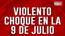 Violento choque en la avenida 9 de Julio: hay al menos una persona herida
