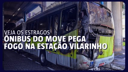 Ônibus do Move pega fogo na Estação Vilarinho. Vídeo mostra estragos