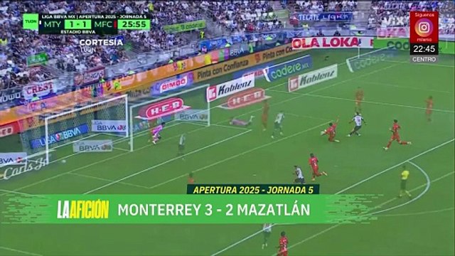 Rayados derrota a Mazatlán y sube al subliderato de la Liga MX