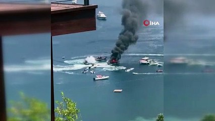 Bodrum'da korkutan anlar: Tekne cayır cayır yandı!