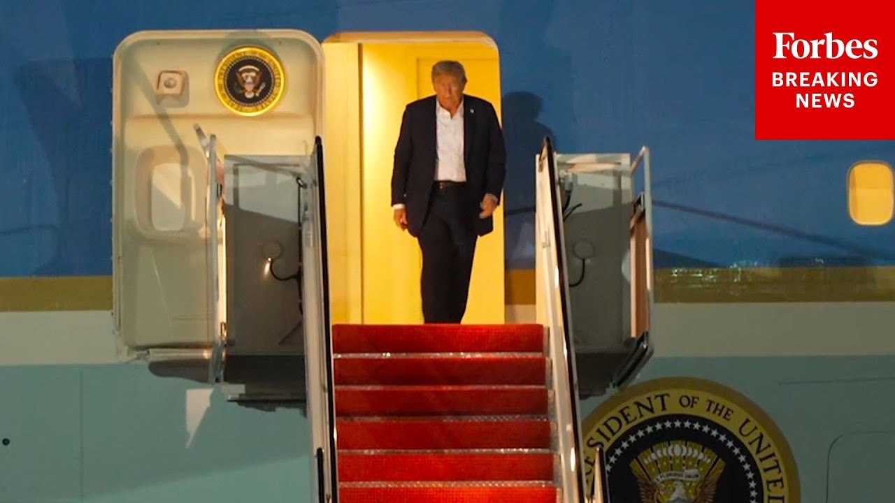 President Trump Returns To JBA On Air Force One After Alaska Summit With Russia’s Putin