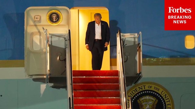 President Trump Returns To JBA On Air Force One After Alaska Summit With Russia’s Putin