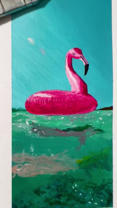 Peindre à l'acrylique une bouée flamand rose #art #painting #dessin #drawing