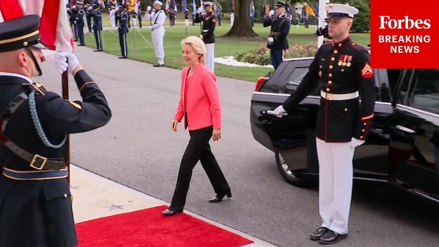 EU's Ursula Von Der Leyen Arrives At The White House For Summit On Ending The Russia-Ukraine War