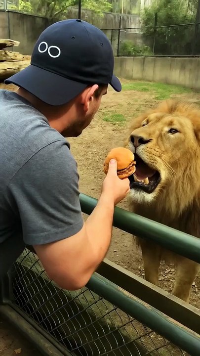 Man Feeding a Lion a Burger – You Won’t Believe What Happens!