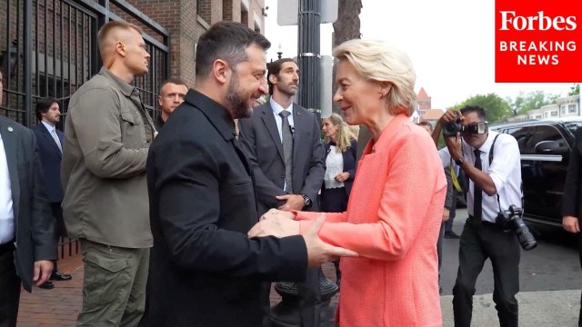 Ukrainian President Zelensky Greets European Leaders At Ukrainian Embassy Ahead Of Trump Meeting