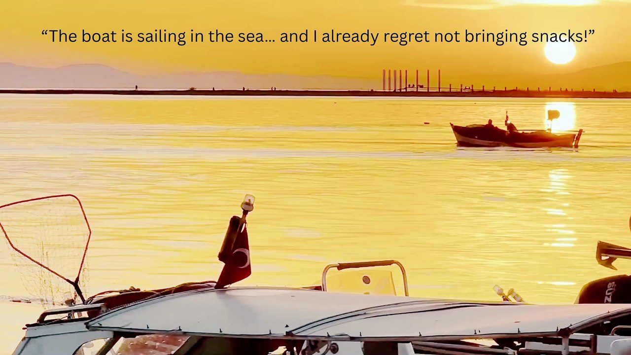 “The boat is sailing in the sea… and I already regret not bringing snacks!”