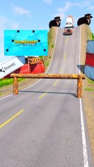 Concrete Mixer Trucks & Buses vs Log Trap - BeamNG.Drive