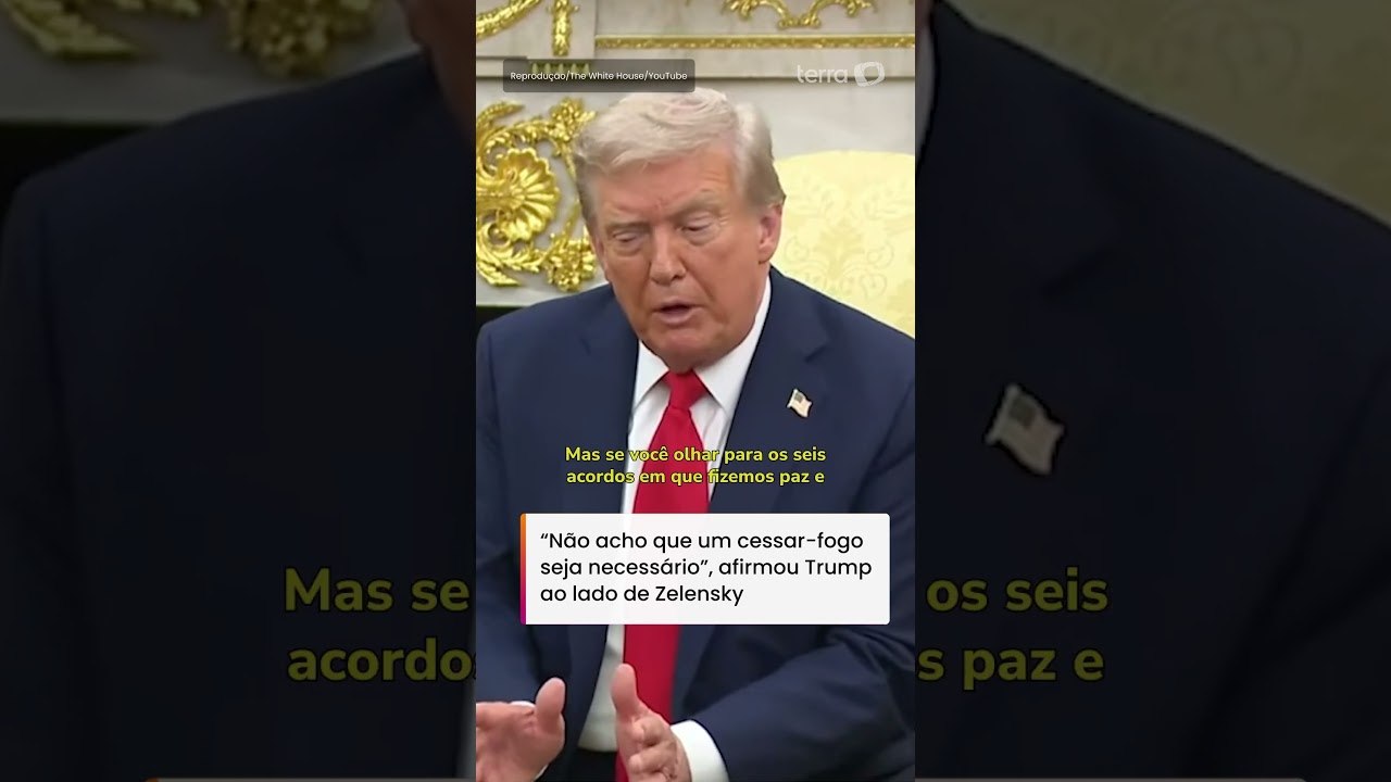 Ao lado de Zelensky, Trump diz que ‘cessar-fogo’ não é necessário em guerra da Ucrânia #shorts