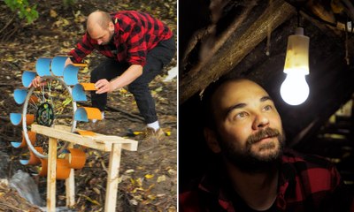 Hydro Generator. Creating green energy for a house in the forest