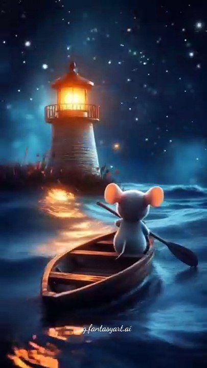 👉 Cute Mouse 🐭 Riding a Boat at Night 🌙 | Joyful Ocean Waves Short | Viral Dailymotion