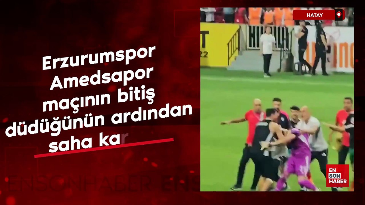 Erzurumspor-Amedspor açının bitiş düdüğünün ardından saha karıştı