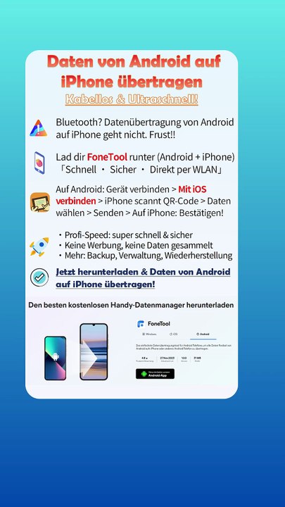 🚀 Daten von Android aufs iPhone übertragen – FoneTool macht’s möglich! 📲