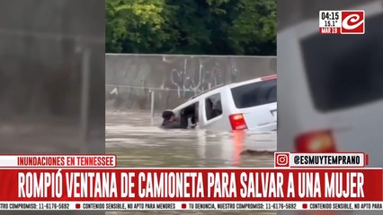 Tremendo: rompió la ventanilla de una camioneta para poder salvar a una mujer que se estaba hundiendo