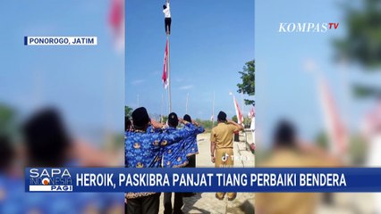 Aksi Heroik di HUT ke-80 RI: Pengibar Panjat Tiang Setinggi 8 Meter Perbaiki Bendera yang Tersangkut
