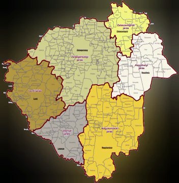 Map of Zala County. Peta Kabupaten Zala. Zala County Map. Map of County of Zala. County of Zala Map. Zala megye térképe. Carte du comté de Zala. Mapa do Condado de Zala. Mapa del condado de Zala. Mappa della contea di Zala. Karte des Komitat Zala